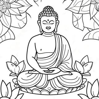 Omalovanka Buddhy Obklopeneho Lotosovymi Kvety 113218-49307