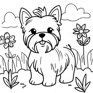 Chlupaty Realisticky Jorksirsky Terier V Zahrade Omalovanka 118117-53268