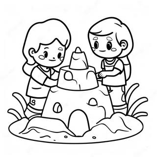 Hrave Deti Stavejici Hrad Z Pisku Omalovanka 120836 55685