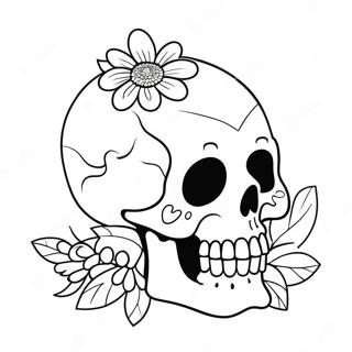 Roztomila Lebka S Kvetinami Na Omalovance 122301 56868