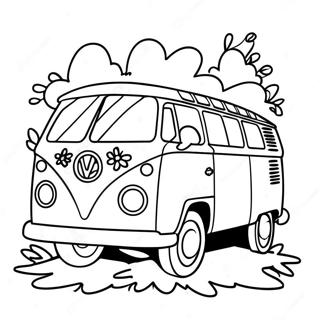 Groovy Hippie Van Omalovánka Omalovánky