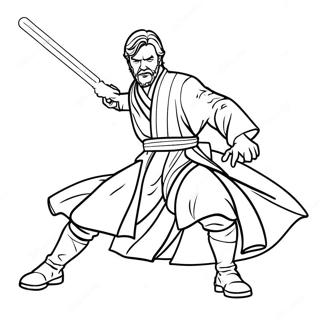 Omalovánka Obi Wan Kenobi V Souboji S Lightsabery Omalovánky
