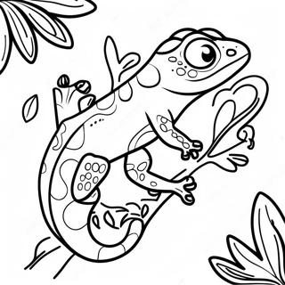 Stastny Gekon Na Listu Omalovanka 138516-69838