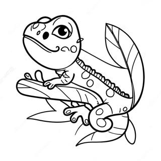 Stastny Gekon Na Listu Omalovanka 138516-69840