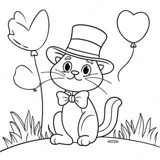 The Cat In The Hat S Barevnými Balónky Omalovánka Omalovánky