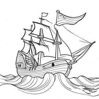 Vintage Piratska Lod Ve Bourlivem Mori Omalovanka 37174-8129