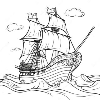 Vintage Piratska Lod Ve Bourlivem Mori Omalovanka 37174-8130