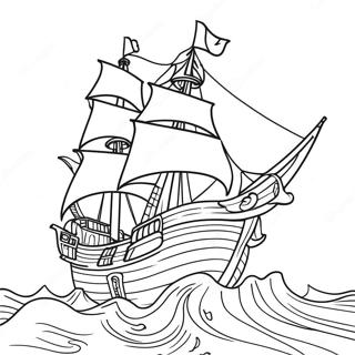 Vintage Piratska Lod Ve Bourlivem Mori Omalovanka 37174-8131