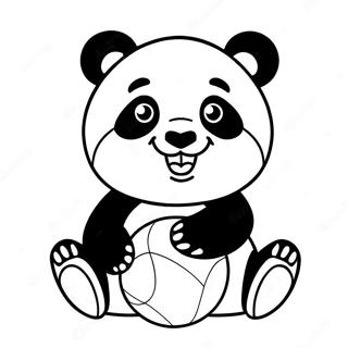 Šťastná Panda Hrající Si S Míčem Omalovánka Omalovánky