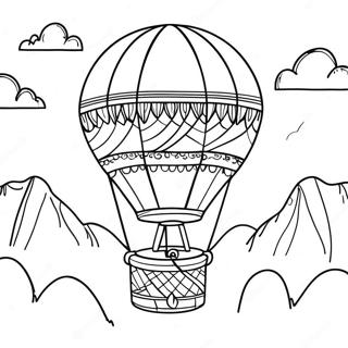 Vintage Horkovzdusny Balon Plujici Nad Horami Omalovanka 61784-13594