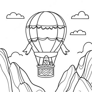 Vintage Horkovzdusny Balon Plujici Nad Horami Omalovanka 61784-13595