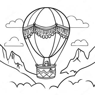 Vintage Horkovzdusny Balon Plujici Nad Horami Omalovanka 61784-13596