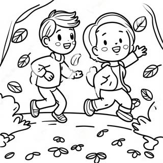 Omalovanka Hrave Deti Skakajici V Listech 6928-568
