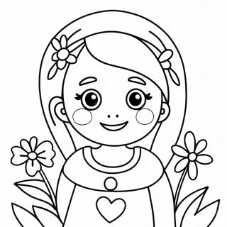 Roztomila Divka S Kvetinami Omalovanka 72083-15911