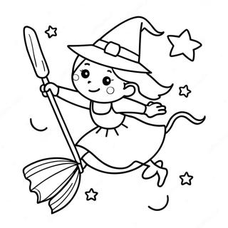 Roztomila Carodejnice Letajici Na Kosteti Omalovanka 72646 16352