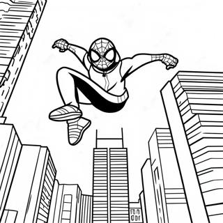 Miles Morales Skakajici Pres Budovy Omalovanka 7565-1869