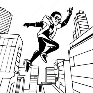 Miles Morales Skakajici Pres Budovy Omalovanka 7565-1870