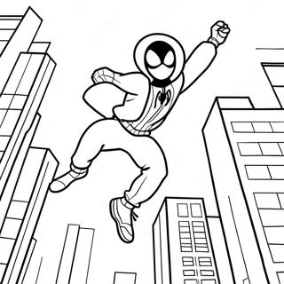 Miles Morales Skakajici Pres Budovy Omalovanka 7565-1872