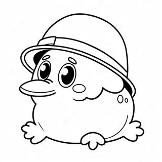 Vtipný Peep V Klobouku Omalovánka Omalovánky