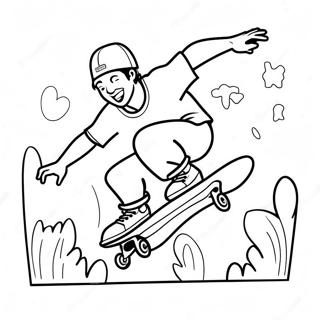 Skateboardista Provádějící Flip Omalovánka Omalovánky