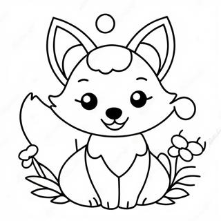 Roztomila Kawaii Liska S Kvetinami Omalovanka 83088-24465