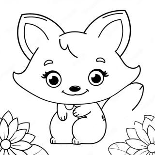 Roztomila Kawaii Liska S Kvetinami Omalovanka 83088-24466