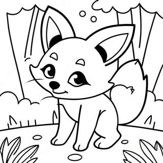 Hravá Kawaii Liška V Lese Omalovánka Omalovánky