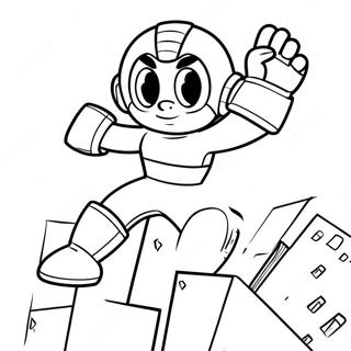 Omalovánka Megaman Skáčící Přes Překážky Omalovánky