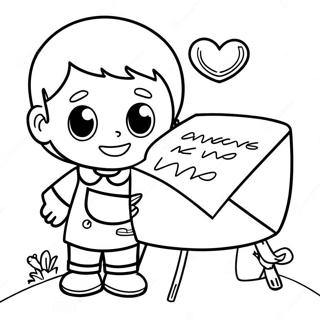 Omalovanka Vtipneho Chlapce Posilajiciho Dopis Lasky 88805 29188