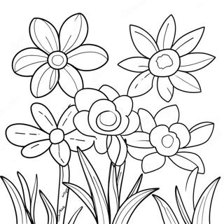 Krasne Jarni Kvetiny V Plnem Kvetu Omalovanka 98294-37170